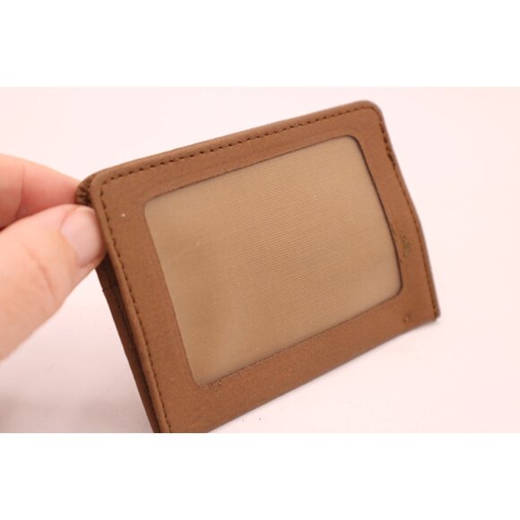 Pocket Wallet Small Case Business ID Card Holder Faux Leather Camel Brown Vtg - Picture 3 of 8